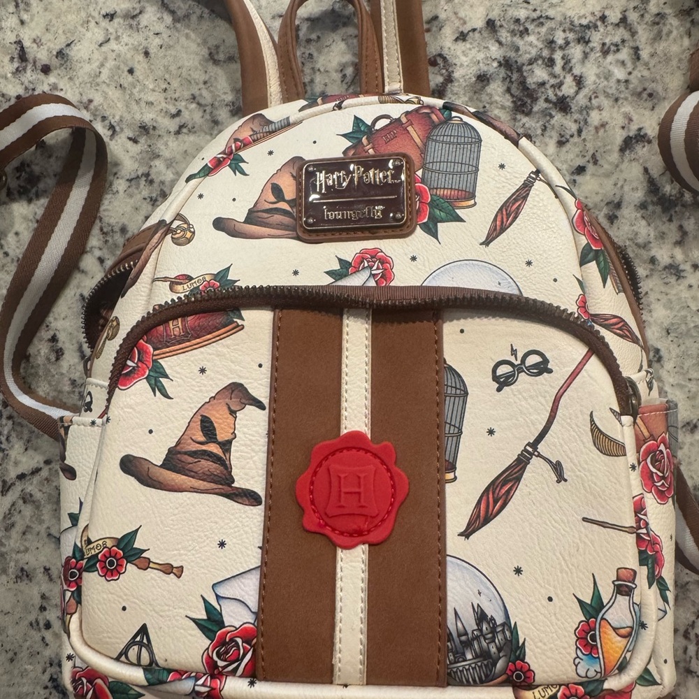 Loungefly Cream and Brown Wizardry Backpack